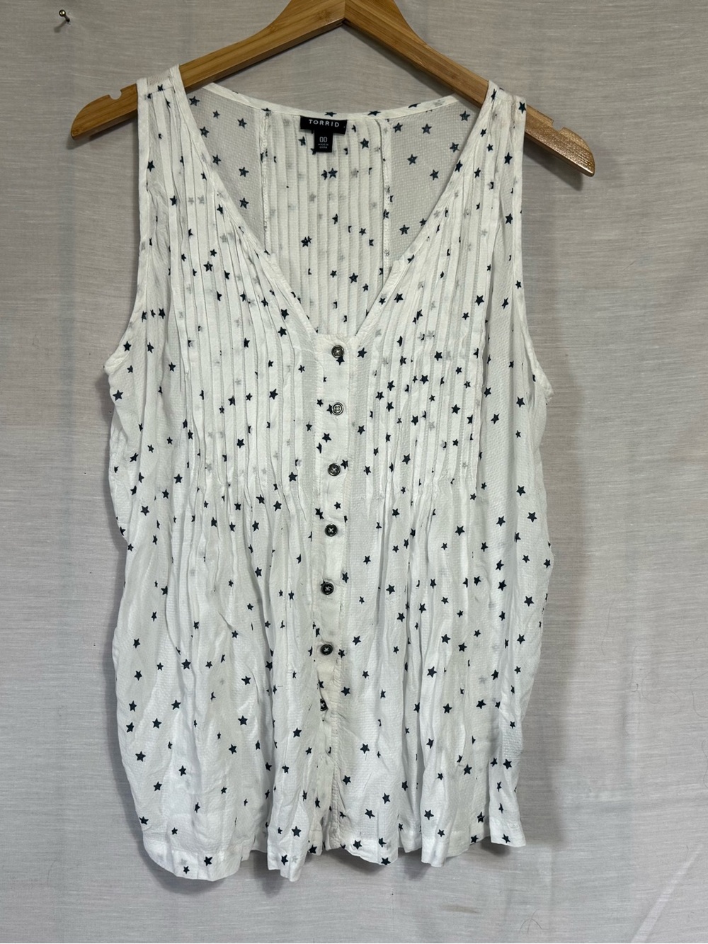 Torrid White Star Print Sleeveless Tank Top Size 00 Americana